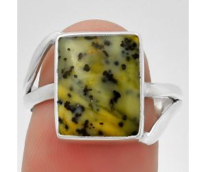 Natural Russian Honey Dendrite Opal Ring size-8 SDR190724 R-1389, 10x13 mm