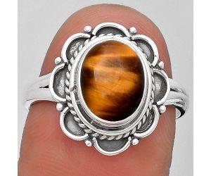 Natural Tiger Eye - Africa Ring size-8.5 SDR193953 R-1256, 8x10 mm