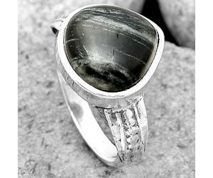 Natural Silver Leaf Obsidian Ring size-7 SDR200525 R-1163, 12x12 mm