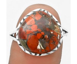 Natural Red Brecciated Jasper Ring size-9.5 SDR201910 R-1074, 15x15 mm