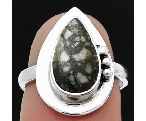 Authentic White Buffalo Turquoise Nevada Ring size-6 SDR205546 R-1225, 8x13 mm