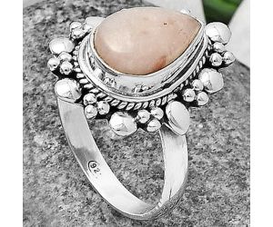 Pink Scolecite Ring size-9 SDR208888 R-1399, 8x13 mm