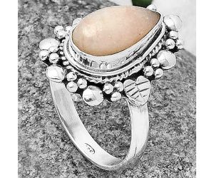Pink Scolecite Ring size-8 SDR208889 R-1399, 7x13 mm