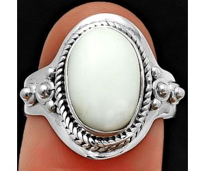 White Opal Ring Size-8 SDR210246 R-1420, 9x12 mm