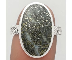 Nipomo Marcasite Agate Ring Size-9 SDR213045 R-1061, 13x21 mm