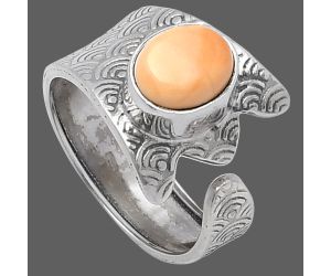 Adjustable - Natural Spiny Oyster Shell Ring size-6.5 SDR216058 R-1381, 7x8 mm