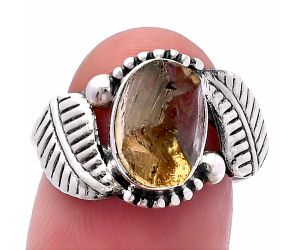 Yellow Scapolite Rough Ring size-8 SDR222224 R-1272, 8x11 mm