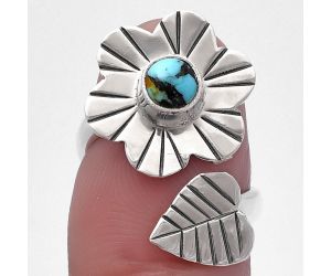 Adjustable Floral - Lucky Charm Tibetan Turquoise Ring size-5 SDR224532 R-1659, 5x5 mm