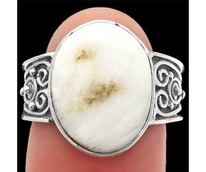 White Scolecite Ring size-7 SDR225345 R-1431, 12x16 mm