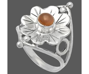 Floral - Peach Moonstone Ring size-9 SDR225418 R-1515, 5x5 mm