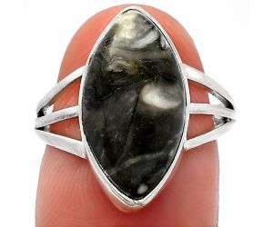 Mexican Cabbing Fossil Ring size-7 SDR225511 R-1003, 9x18 mm