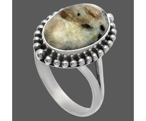 Sesame Jasper Ring size-9.5 SDR226048 R-1154, 10x15 mm