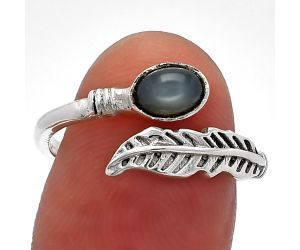 Adjustable Feather - Gray Moonstone Ring size-7.5 SDR226740 R-1496, 4x6 mm