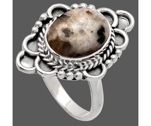 Sesame Jasper Ring size-8 SDR227595 R-1229, 9x12 mm