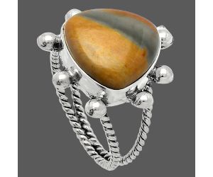 Polygram Jasper Ring size-9 SDR229085 R-1268, 15x15 mm