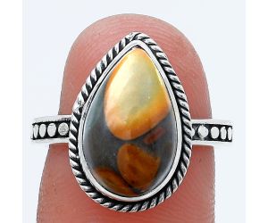 Bamboo Jasper Ring size-7.5 SDR229290 R-1066, 9x15 mm