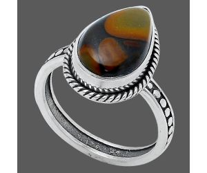 Bamboo Jasper Ring size-7.5 SDR229290 R-1066, 9x15 mm