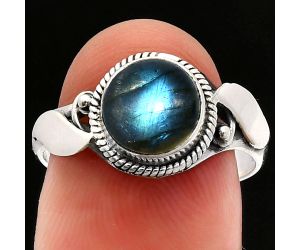 Blue Fire Labradorite Ring size-8 SDR230189 R-1405, 8x8 mm