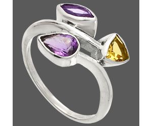 African Amethyst and Citrine Ring size-9 SDR234521 R-1040, 5x7 mm