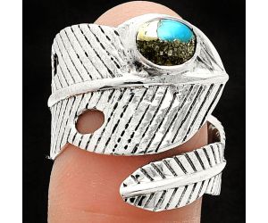 Adjustable Feather - Kingman Turquoise With Pyrite Ring size-8 SDR237055 R-1473, 5x7 mm