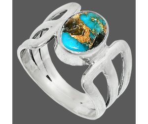 Shell In Black Blue Turquoise Ring size-6 SDR237523 R-1162, 7x9 mm