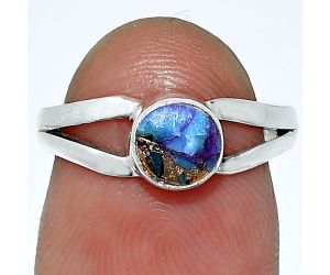 Kingman Purple Dahlia Turquoise Ring size-6 SDR238299 R-1505, 6x6 mm