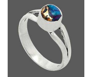 Kingman Purple Dahlia Turquoise Ring size-6 SDR238299 R-1505, 6x6 mm