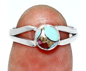 Kingman Copper Teal Turquoise Ring size-6 SDR238323 R-1505, 6x6 mm