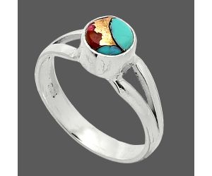 Kingman Copper Teal Turquoise Ring size-6 SDR238323 R-1505, 6x6 mm