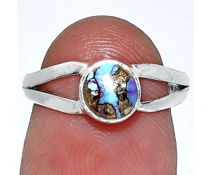 Kingman Purple Dahlia Turquoise Ring size-6 SDR238351 R-1505, 6x6 mm