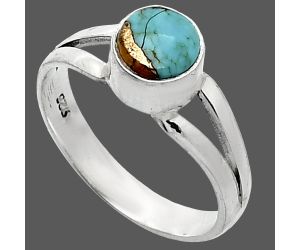 Kingman Copper Teal Turquoise Ring size-6 SDR238375 R-1505, 6x6 mm
