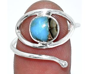 Eye - Shell In Black Blue Turquoise Ring size-8 SDR238392 R-1254, 8x8 mm