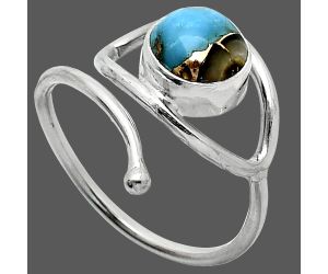 Eye - Shell In Black Blue Turquoise Ring size-8 SDR238392 R-1254, 8x8 mm