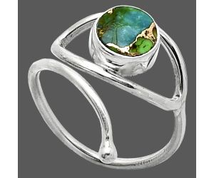 Eye - Blue Turquoise In Green Mohave Ring size-8 SDR238400 R-1254, 8x8 mm