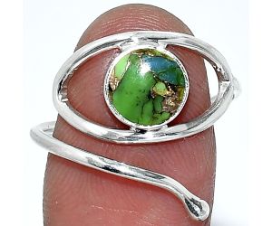 Eye - Blue Turquoise In Green Mohave Ring size-8 SDR238402 R-1254, 8x8 mm