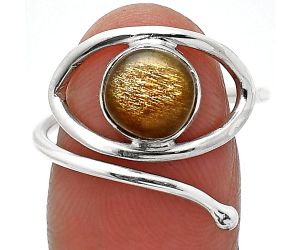 Eye - Australian Lattice Sunstone Ring size-8.5 SDR238405 R-1254, 8x8 mm