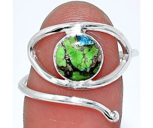 Eye - Blue Turquoise In Green Mohave Ring size-8.5 SDR238409 R-1254, 8x8 mm