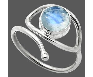 Eye - Rainbow Moonstone Ring size-8 SDR238423 R-1254, 8x8 mm