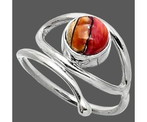 Eye - Kingman Orange Dahlia Turquoise Ring size-7 SDR238430 R-1254, 7x7 mm