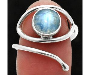 Eye - Rainbow Moonstone Ring size-8.5 SDR238459 R-1254, 8x8 mm