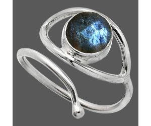 Eye - Blue Labradorite Checker Ring size-9 SDR238462 R-1254, 8x8 mm