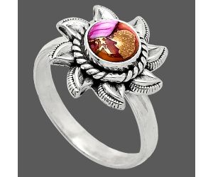 Sun - Kingman Orange Dahlia Turquoise Ring size-8.5 SDR238469 R-1617, 7x7 mm