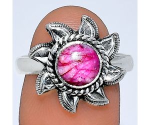 Sun - Kingman Pink Dahlia Turquoise Ring size-8 SDR238474 R-1617, 7x7 mm