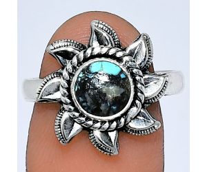 Sun - Lucky Charm Tibetan Turquoise Ring size-8 SDR238545 R-1617, 7x7 mm