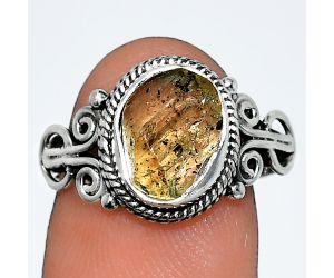 Yellow Scapolite Rough Ring size-7 SDR238609 R-1345, 8x10 mm