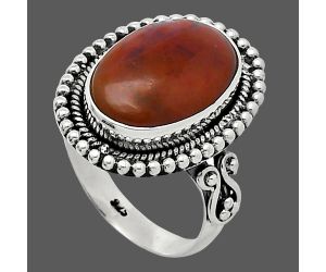 Red Moss Agate Ring size-7 SDR238627 R-1071, 10x15 mm