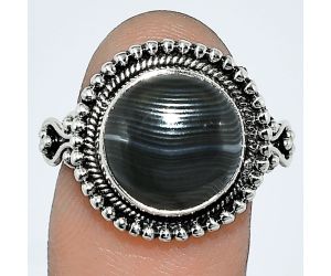 Crown Of Silver Psilomelane - Black Malachite Ring size-9 SDR238647 R-1071, 12x12 mm