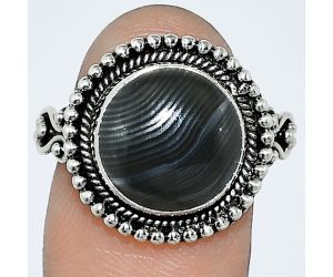 Crown Of Silver Psilomelane - Black Malachite Ring size-8.5 SDR238648 R-1071, 12x12 mm