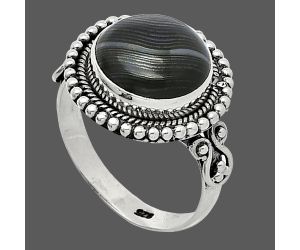 Crown Of Silver Psilomelane - Black Malachite Ring size-8.5 SDR238648 R-1071, 12x12 mm