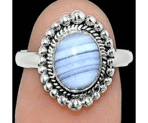 Blue Lace Agate Ring size-8 SDR238650 R-1071, 7x9 mm